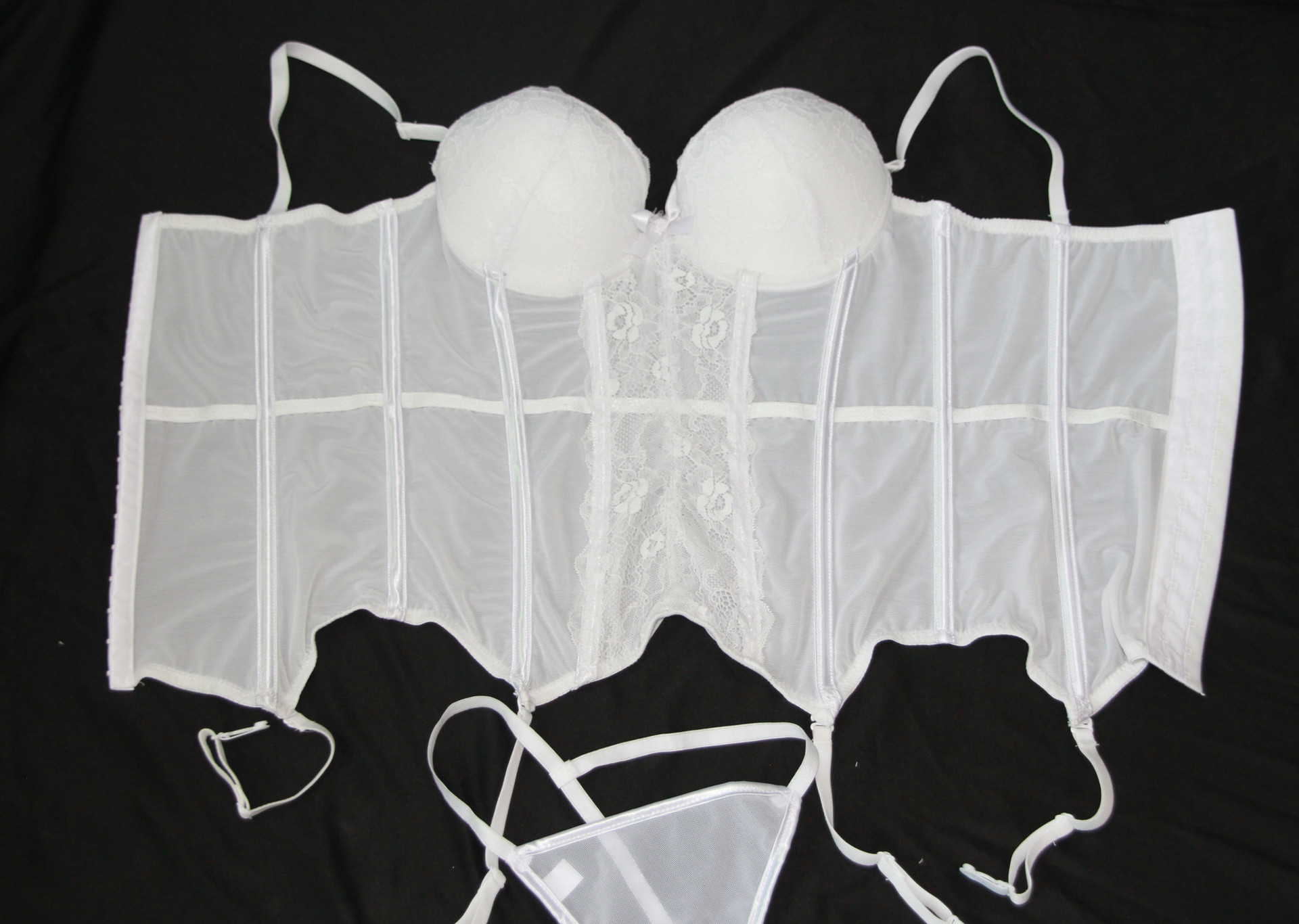 F3247-2  Bustier Sexy Corset Lingerie Girdle Lace Cincher with Garter Belt